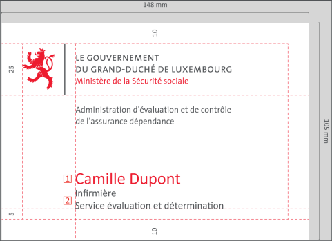 Accessible business card recto