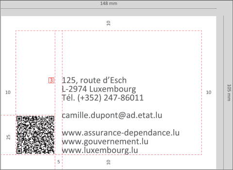 Accessible business card verso