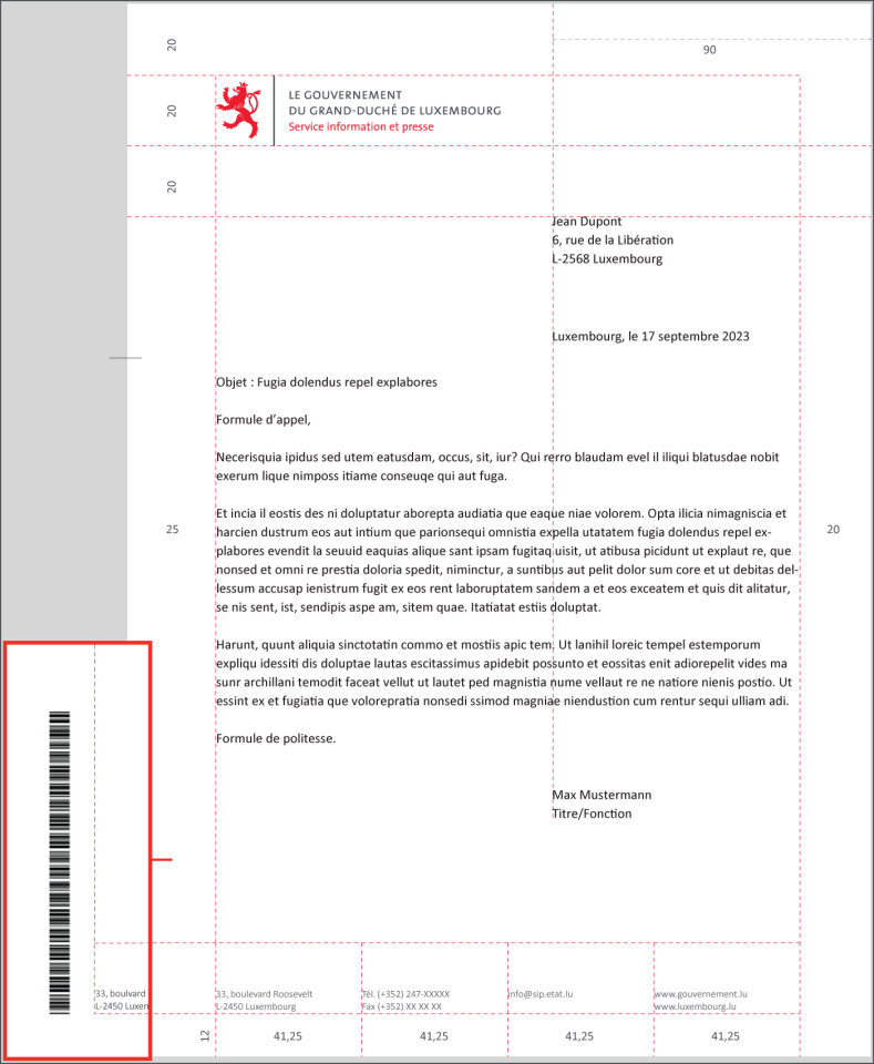 Letterhead with bar code