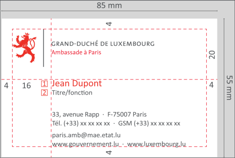 Carte de visite ambassade