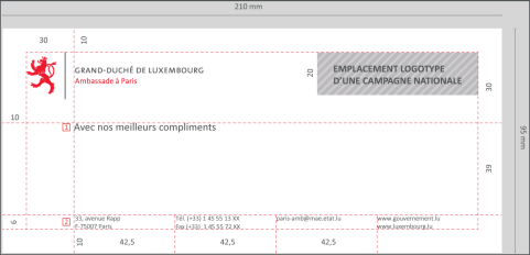 Recto - Cartes de correspondance avec logotype d’une campagne de communication nationale ambassade